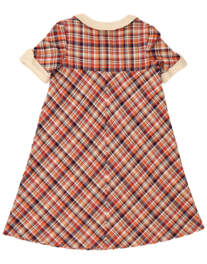 Vintage mujer A-Line vestido US 4 pequeño cheque rojo
