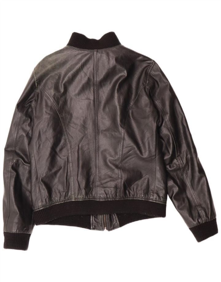 Talenti Chaqueta de cuero para mujer UK 44 Grande Negro