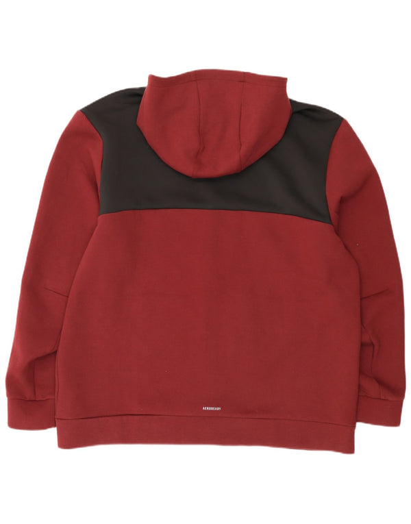 Adidas Hombre Aeroready Zip Sudadera con capucha suéter 2XL Borgoña Colorblock Algodón