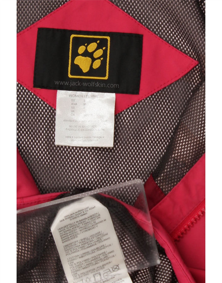 JACK WOLFSKIN Chaqueta impermeable con capucha para mujer UK 10 Small Pink Polyamide