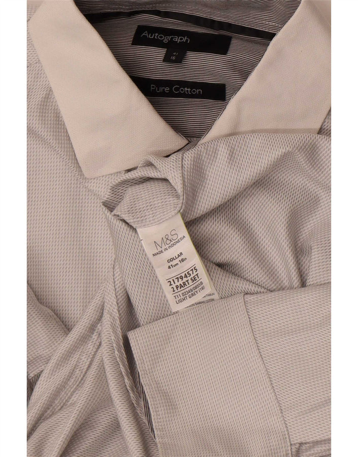 Marks & Spencer Camisa autógrafa para hombre Talla 41 Algodón gris medio