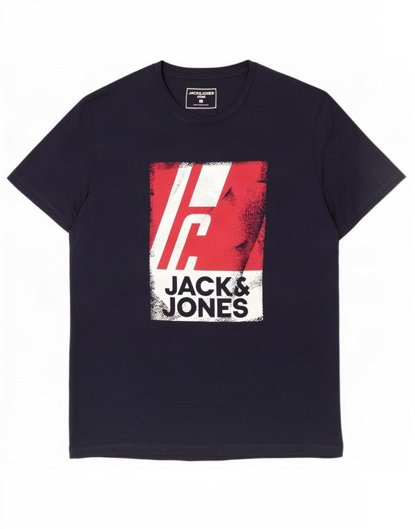 Jack & Jones Hombre Camiseta Gráfica Top Medium Azul Marino Algodón