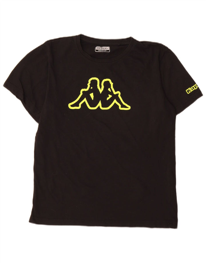 Kappa Hombre Camiseta Gráfica Top Medium Negro Algodón