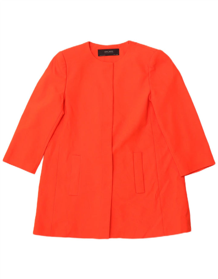 ZARA Chaqueta tipo blazer abierta de manga 3/4 para mujer UK 44 Grande Algodón naranja