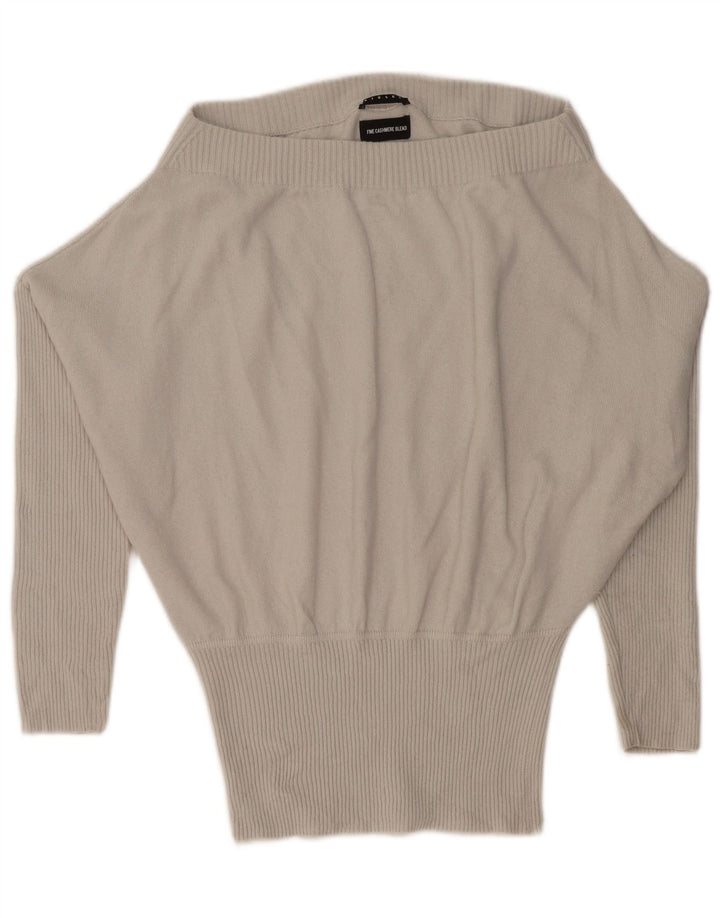 SISLEY Suéter tipo jersey con cuello barco y alas de murciélago para mujer UK 10 Small Grey Polyamide