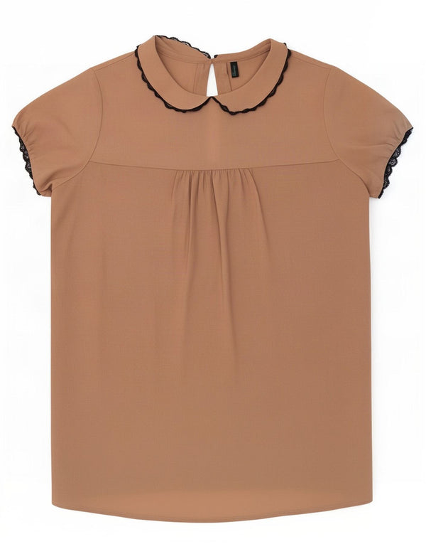 Benetton Blusa Mujer UK 40 Small Beige Poliéster