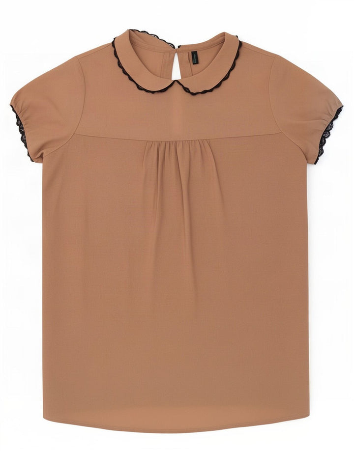 Benetton Blusa Mujer UK 40 Small Beige Poliéster