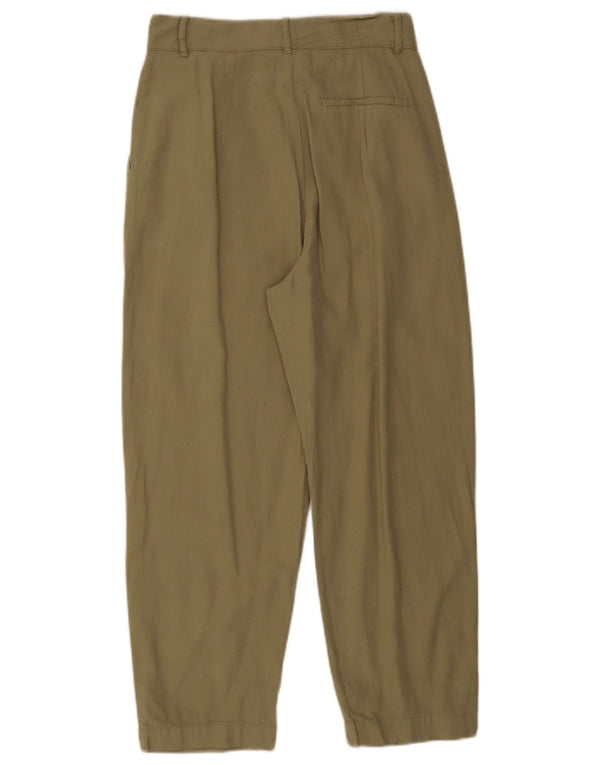Zara Mujer Pantalón Chino Pegged Mediano W28 L25 Algodón Caqui