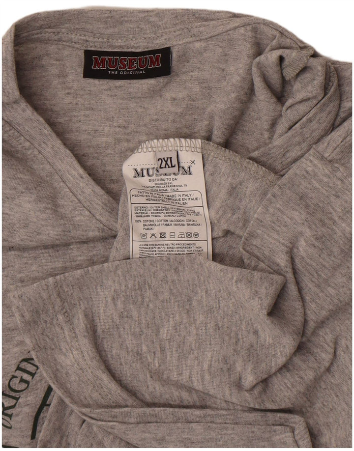 Museo Camiseta gráfica para hombre Top 2XL Algodón gris