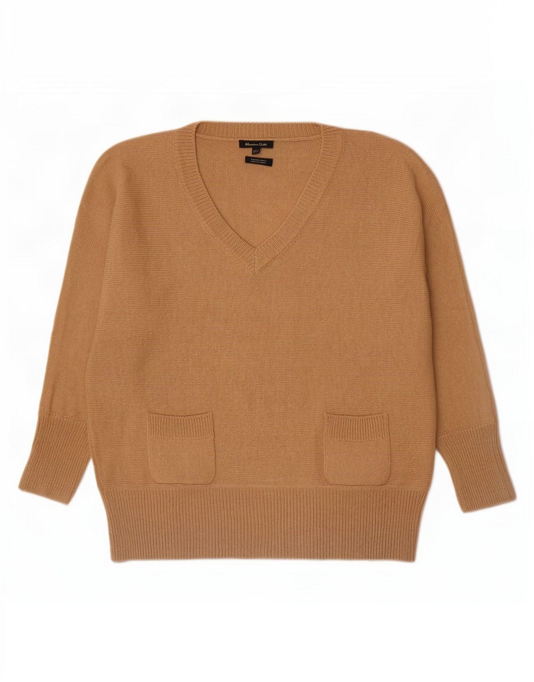 Massimo Dutti Jersey con Cuello en V para Mujer UK 44 Lana Beige Mediana