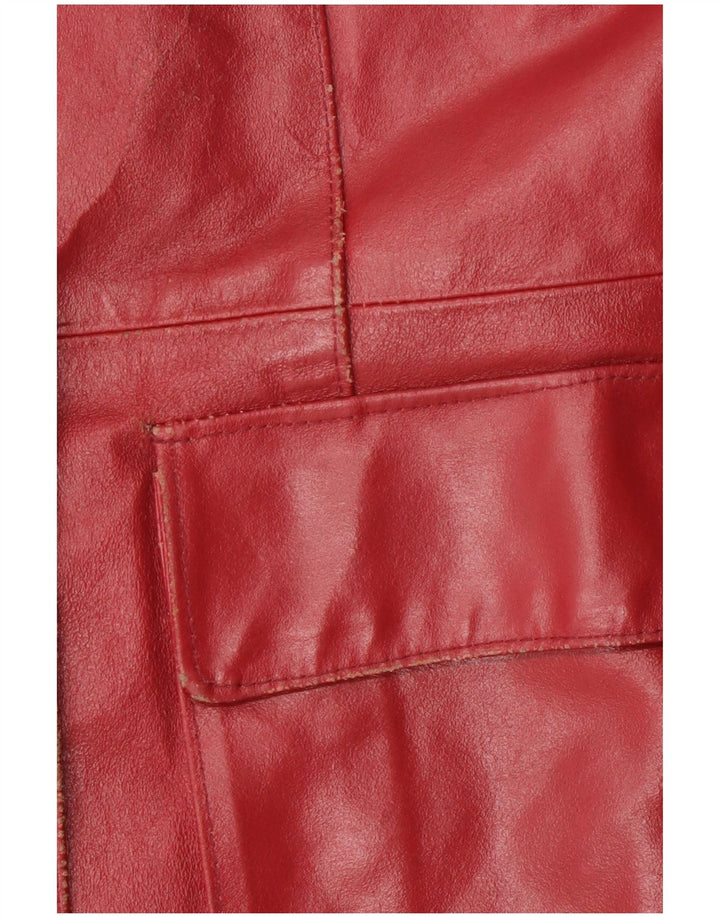 Vintage mujer cuero abrigo Reino Unido 18 XL cuero rojo