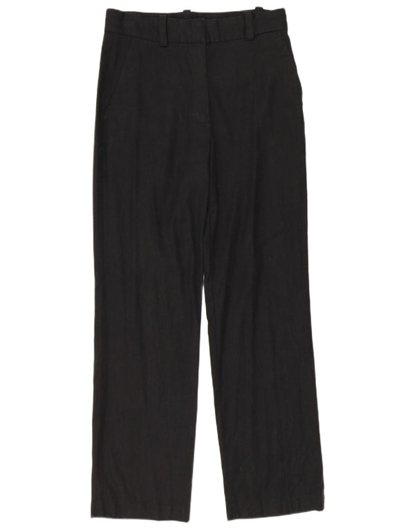 Massimo Dutti Pantalón Chino Recto Mujer EU 36 XS W26 L28 Negro Lino