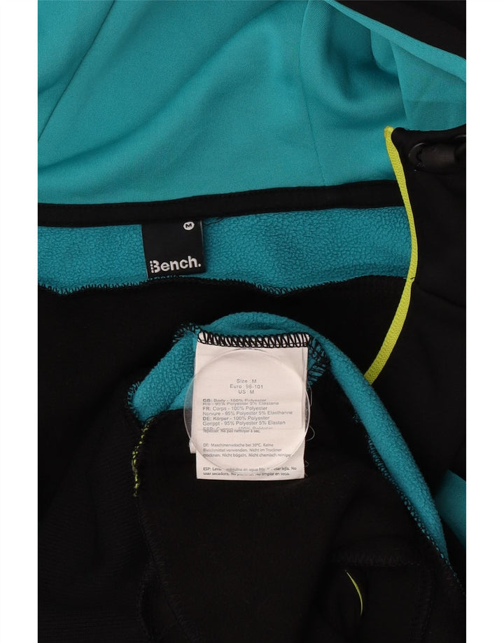 Bench - Sudadera con capucha y cremallera para hombre, poliéster color block, color negro mediano