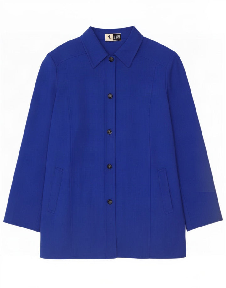 Chaqueta blazer vintage de 5 botones para mujer IT 48 XL Lana virgen azul