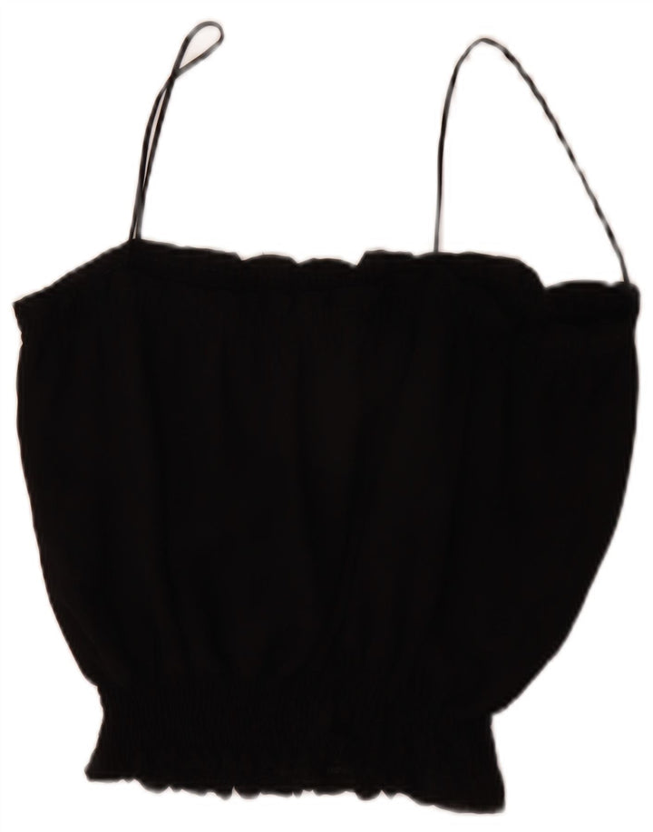 Zara Mujer Cami Top UK 46 Grande Poliéster Negro