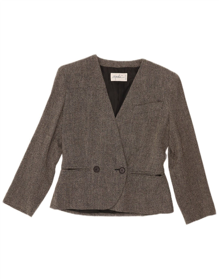 Maska Chaqueta Blazer De Doble Botonadura Para Mujer IT 42 Espiga Gris Medio