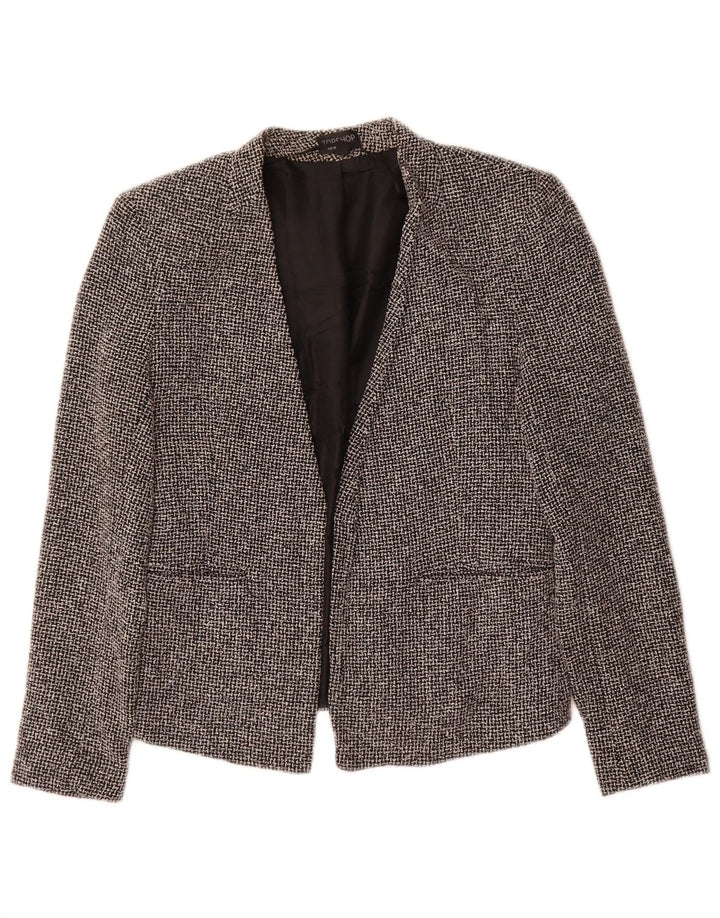 Topshop Chaqueta tipo blazer abierta para mujer UK 10 Small Black Check Cotton