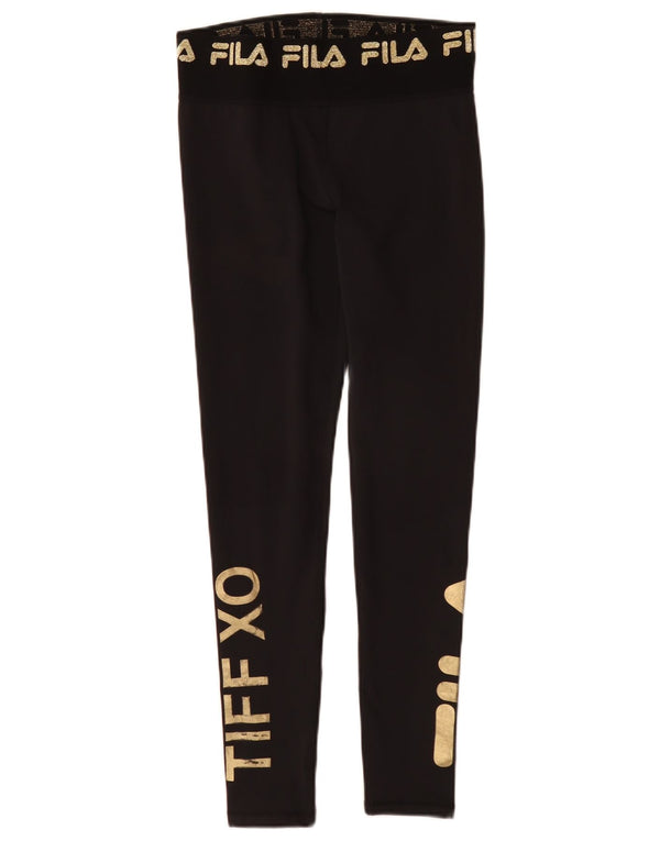 Fila Leggings gráficos para mujer UK 10 Small Negro Poliéster Deportes