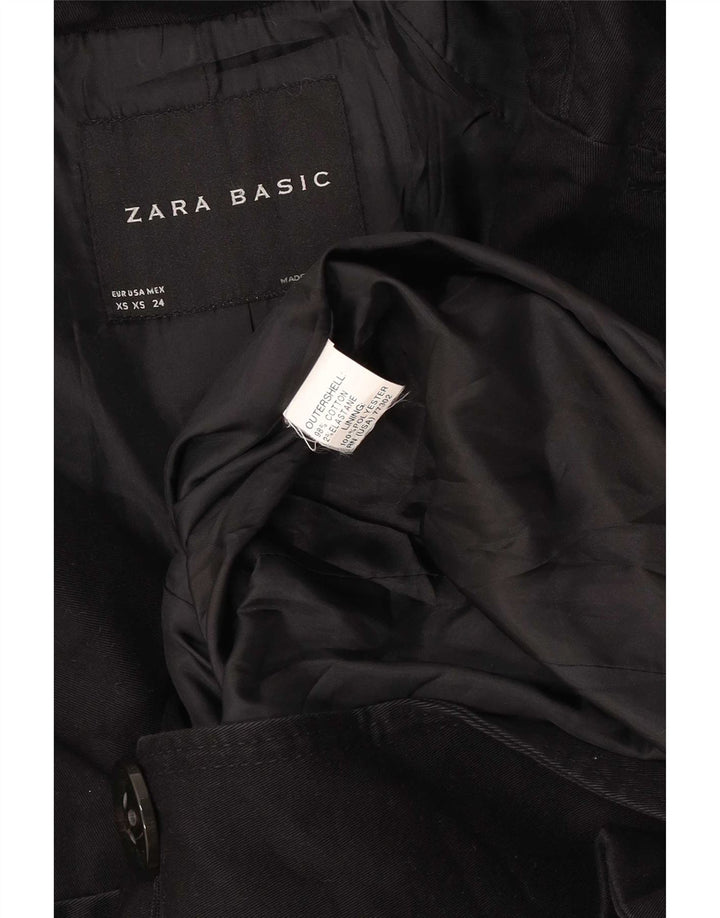Zara Mujer Abrigo UK 6 XS Algodón Negro