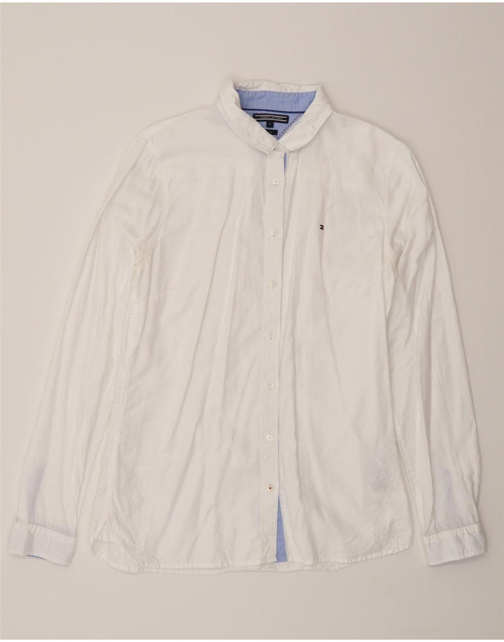 Tommy Hilfiger Camisa ajustada para mujer US 8 Mediana Algodón blanco