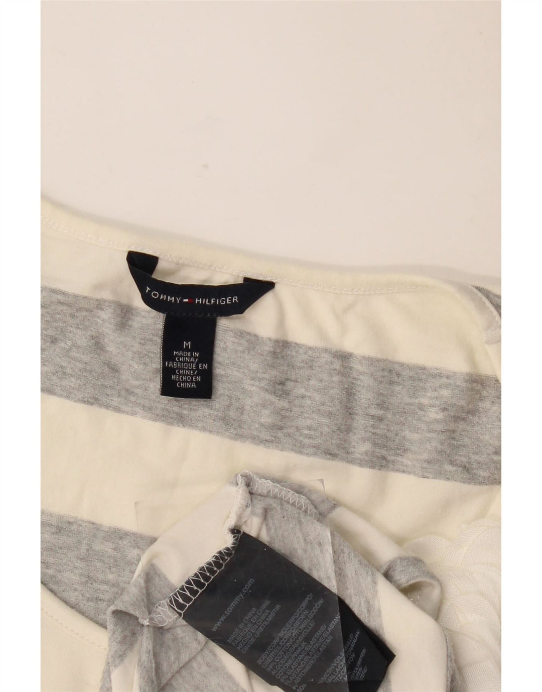 Tommy Hilfiger Camiseta para mujer Top UK 12 Algodón a rayas gris medio