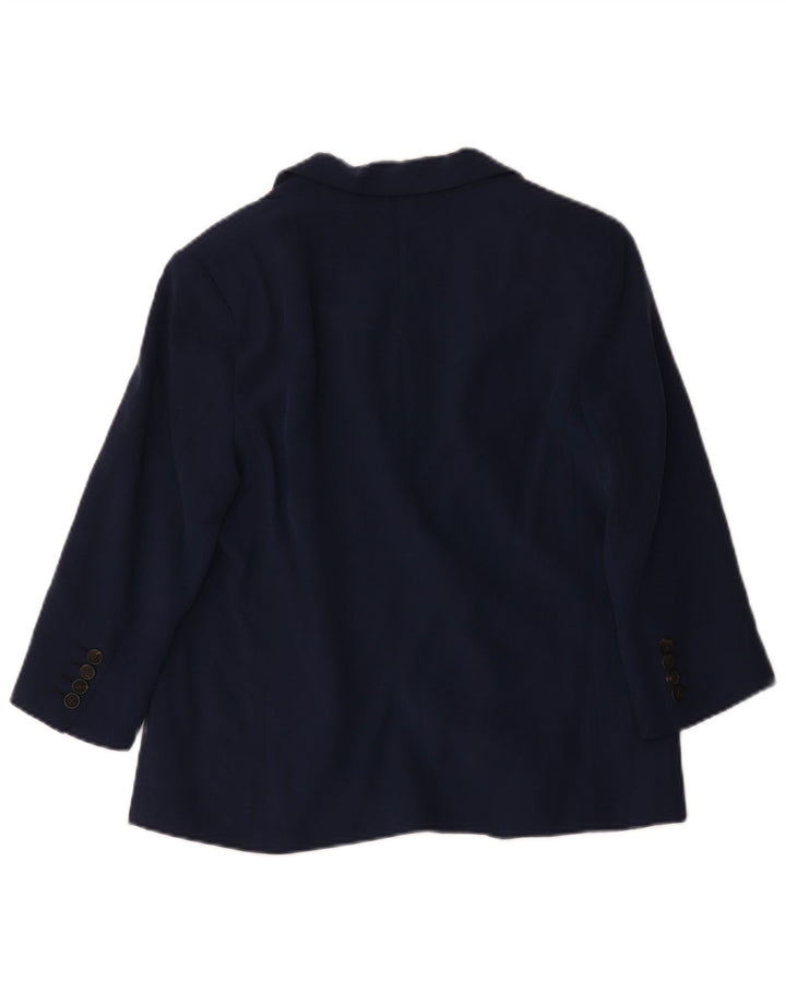 Zara Chaqueta Blazer Abierta De Manga 3/4 para Mujer UK 44 Azul Marino Mediano