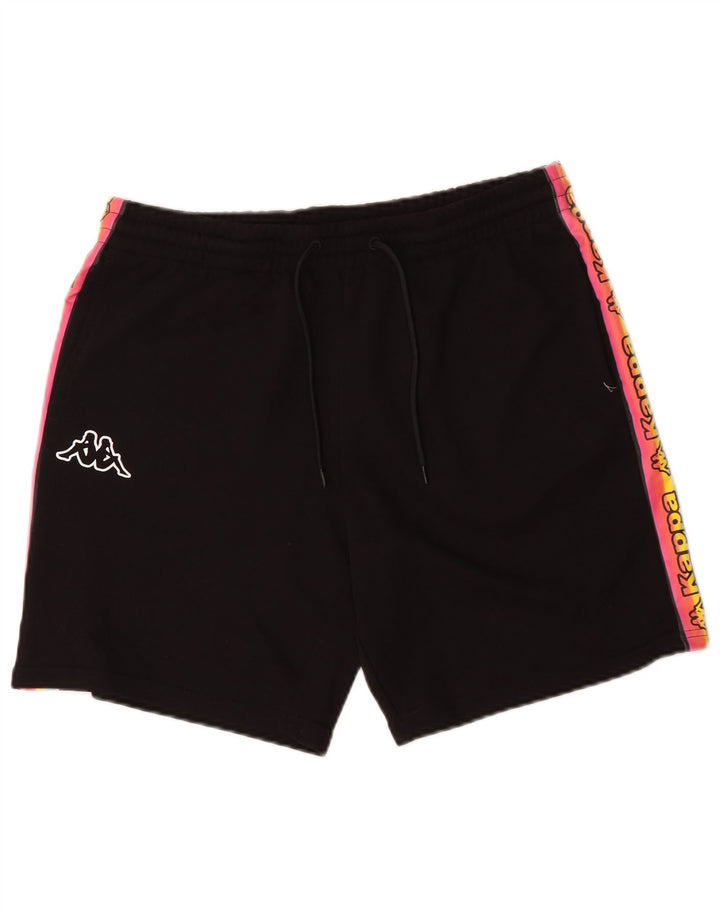 Kappa Hombre Shorts deportivos con estampado de algodón color block mediano en negro