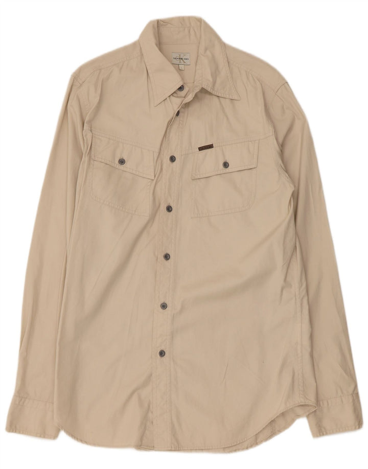 CALVIN KLEIN JEANS Camisa Hombre Grande Beige Algodón