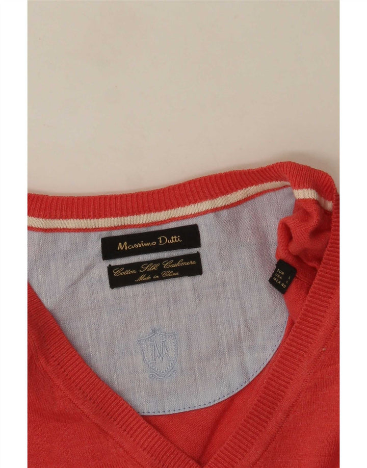 Massimo Dutti Jersey Con Cuello En V Hombre Large Rojo Algodón
