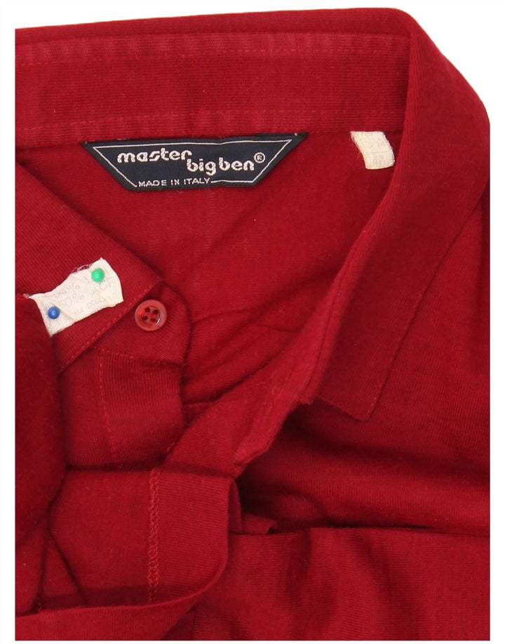 VINTAGE Camisa de jersey para hombre Tamaño 40 15 1/2 Lana virgen roja mediana