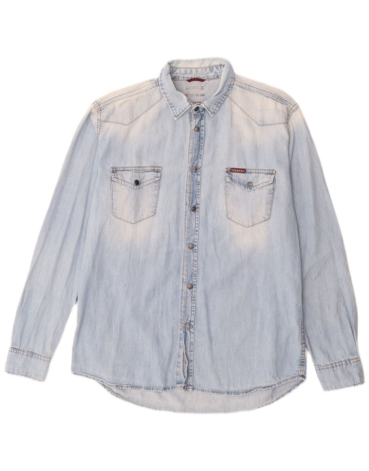 Camisa vaquera Carrera para hombre de algodón azul grande