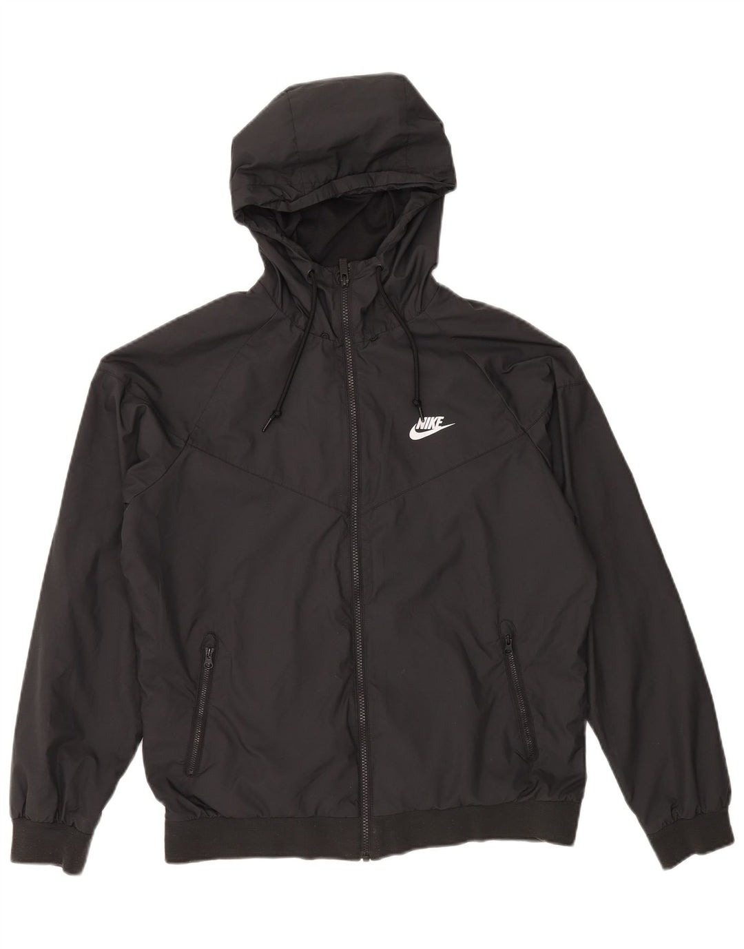 NIKE Chaqueta cortavientos con capucha para hombre UK 38 Mediano Negro Poliéster