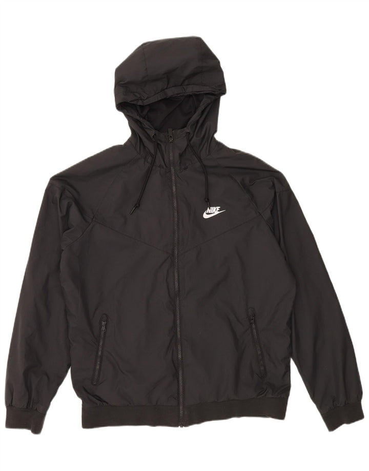 NIKE Chaqueta cortavientos con capucha para hombre UK 38 Mediano Negro Poliéster