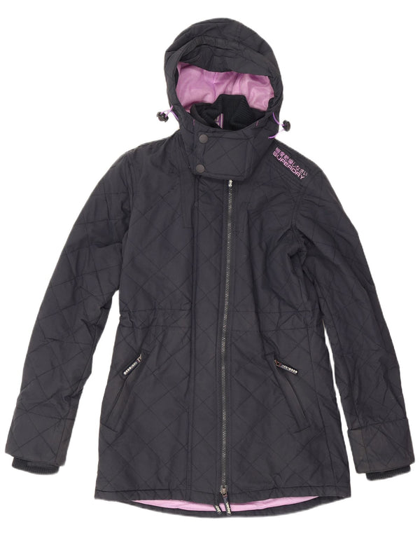 Superdry Mujer Windparka Parka Acolchada con Capucha Chaqueta UK 40 Small Azul Marino