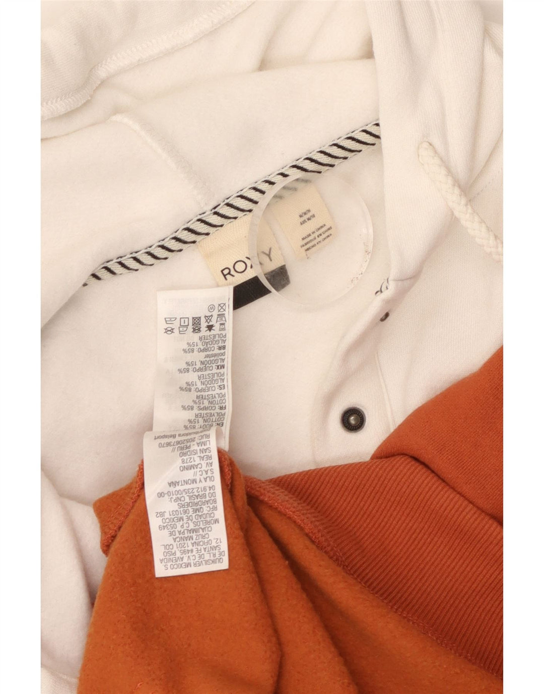 Jersey con capucha y cuello con botones para mujer Roxy UK 44 Medium Orange Colourblock