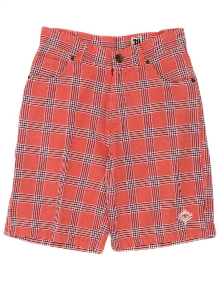Pantalones cortos casuales vintage para hombre W30 algodón a cuadros rosa medio