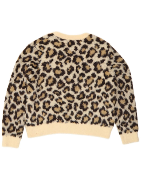 Zara Mujer Jersey Cuello Redondo Jersey EU 40 XL Beige Animal Print Poliamida