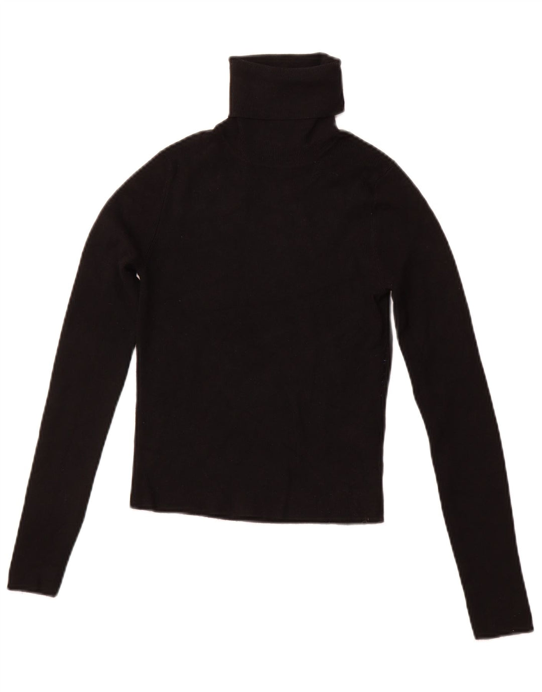 ZARA Jersey corto con cuello vuelto para mujer, talla 40, talla M, viscosa negra