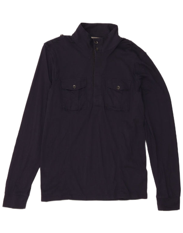 Top militar Reiss para hombre de manga larga de algodón azul marino grande