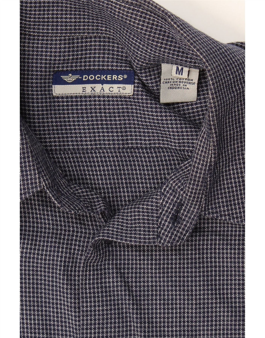 DOCKERS Mens Shirt Medium Navy Blue Houndstooth Cotton Vintage Dockers and Second-Hand Dockers from Messina Hembry 