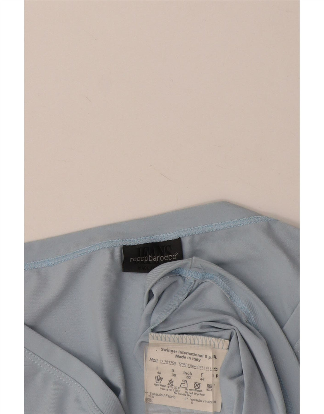Roccobarocco Top Corto Sin Mangas Con Gráfico Para Mujer IT 44 Nylon Floral Azul Medio