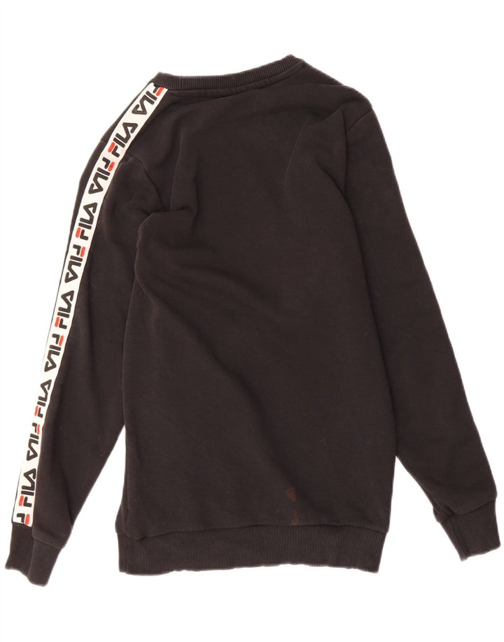 FILA Mens Graphic Sweatshirt Jumper XS Black Cotton Vintage Fila and Second-Hand Fila from Messina Hembry 