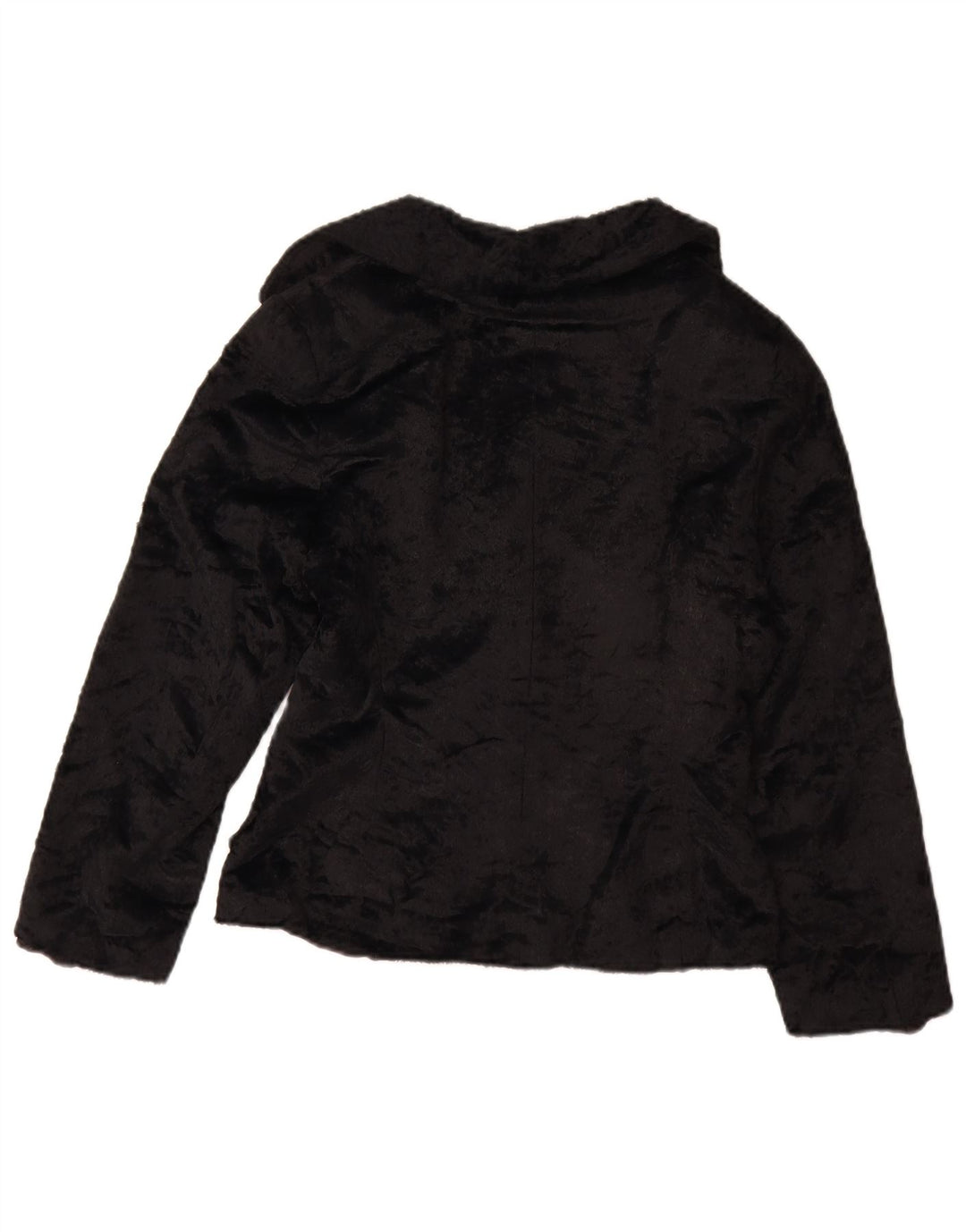 Vintage mujer chaqueta de piel sintética Reino Unido 12 poliamida negra mediana