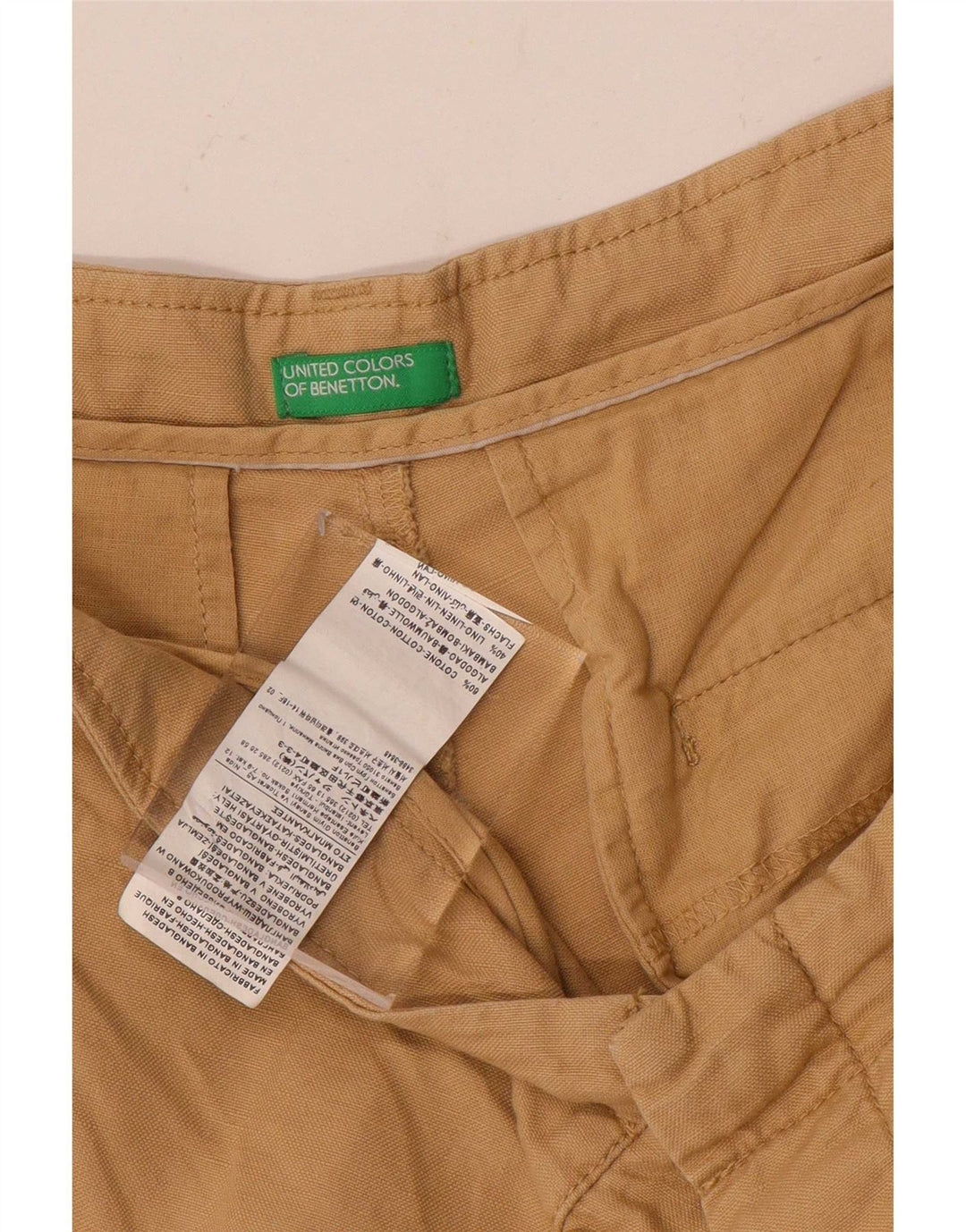Pantalones Cortos Chinos Benetton Hombre IT 48 Medium W34 Beige Algodón