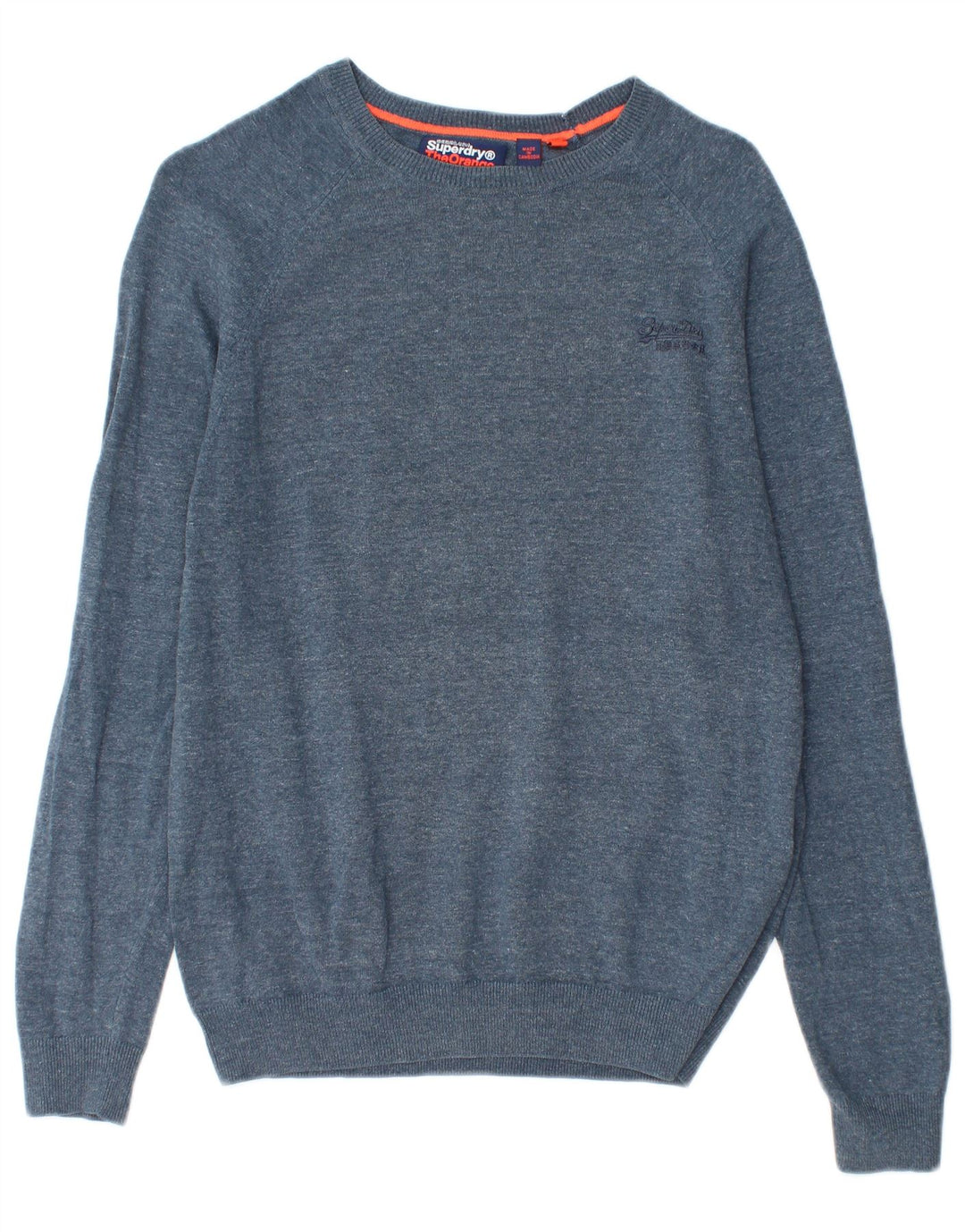 Superdry Jersey con cuello barco para mujer, talla 44, algodón azul medio