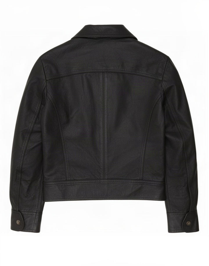 Vintage mujer chaqueta de cuero Reino Unido 10 pequeño negro