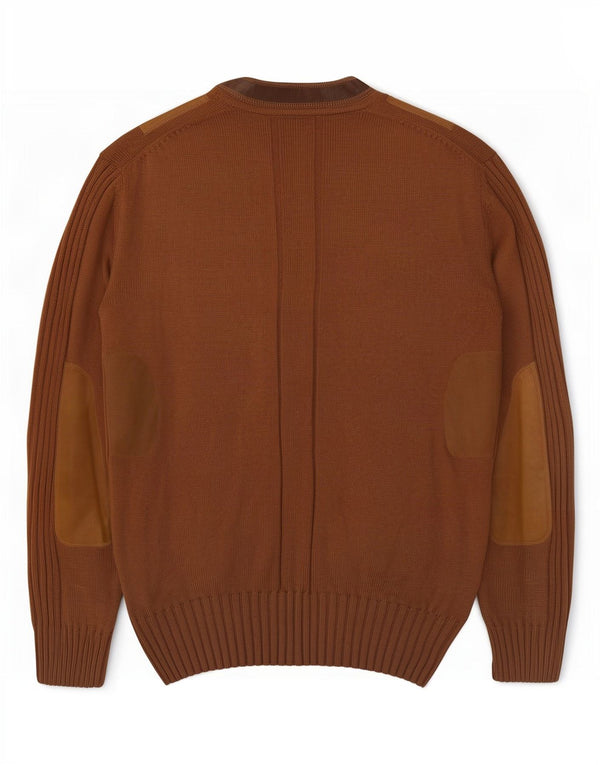 Vintage hombres Cardigan suéter IT 56 2XL marrón colorblock lana