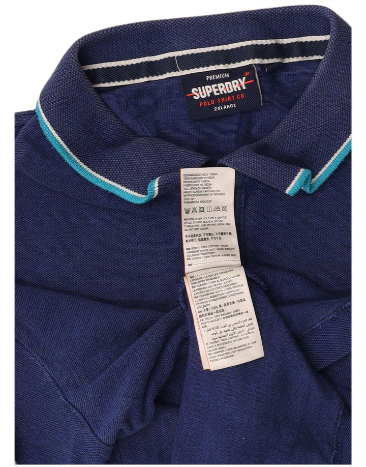 SUPERDRY Polo para hombre 2XL Azul marino Algodón