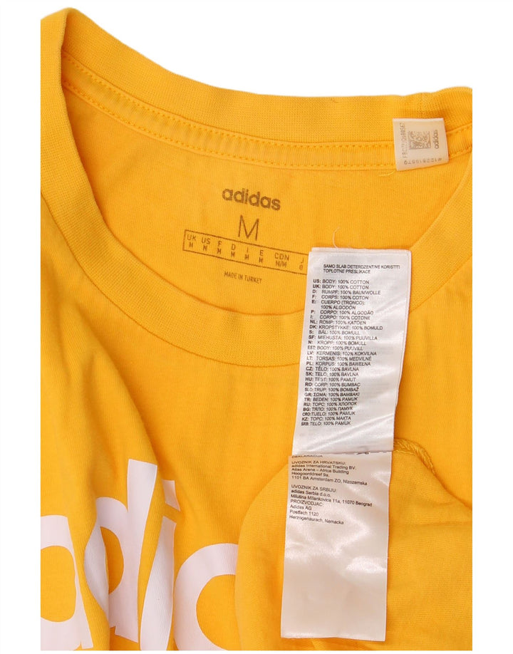 Adidas Hombre Camiseta Gráfica Top Algodón Amarillo Medio