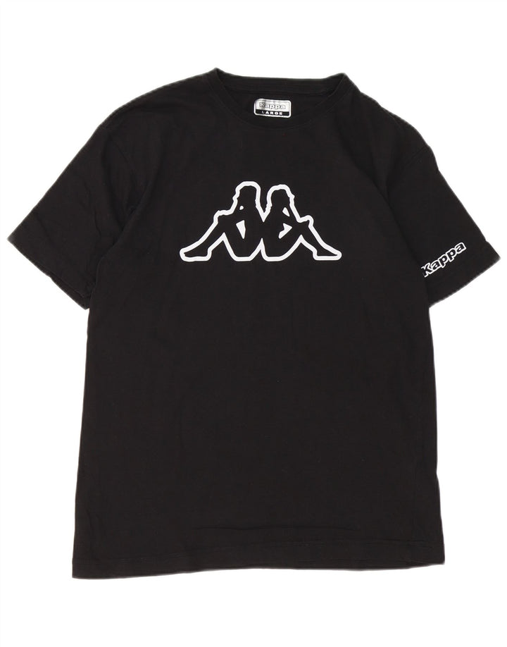Kappa Mujer Camiseta Gráfica Top Grande Algodón Negro
